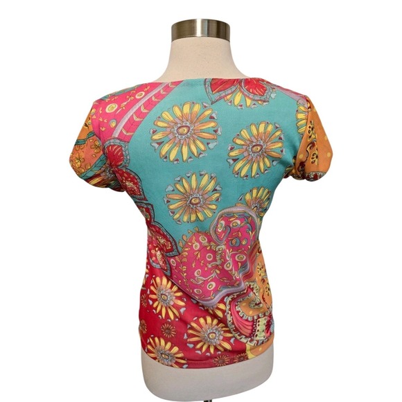 Womens Y2K Vintage Mesh Short Sleeve Shirt Size Small Pink  Retro - Picture 3 of 6